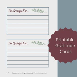 Digital Download Gratitude Cards • Personal Gratitude List Printable • Practice Daily Gratitude • Daily Gratitude Log • Gratitude Activity