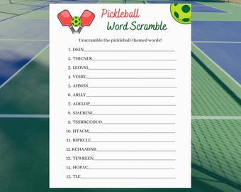 Juego de palabras revueltas de pickleball • Actividad para fiestas (Descarga digital)
