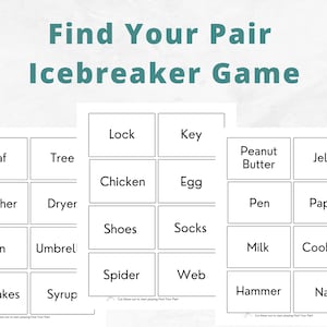 Jeu Trouvez votre duo • Jeu Apprenez à vous connaître • Jeu brise-glace • 56 cartes, 28 jeux • Jeu amusant à télécharger pour les groupes, les amis et les équipes