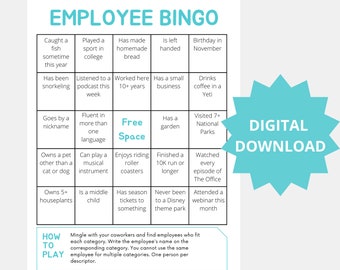 Employee Bingo Game • Workplace Icebreaker (Downloadable)