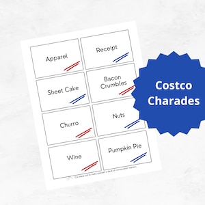 Jogo Costco Charades: 40 cartas | Jogo de festa de aniversário Costco