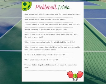 Juego de preguntas y respuestas sobre pickleball • Actividad para fiestas (Descarga digital)