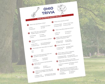 Ohio Trivia Game • Buckeye State Game • USA State Quiz (Printable Digital Download)