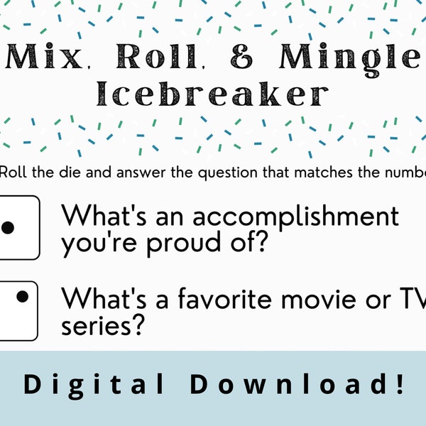 Icebreaker Dice Game • Simple, Easy Activity for Group Bonding • Get to Know You Game • Mix and Mingle Icebreaker • Printable Game