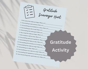 Gratitude Scavenger Hunt • Family Activity, 15 Prompts (Digital Download)