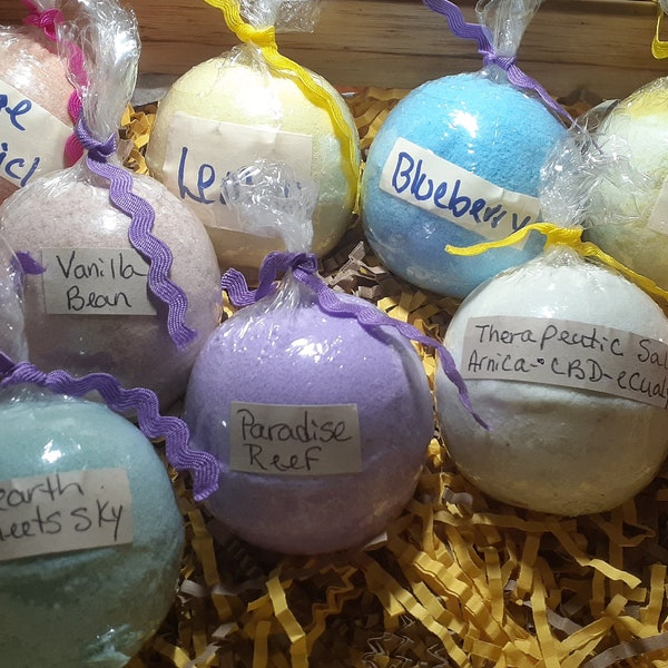 Bath Bombs with goat and coconut milk powders and cocoa butter