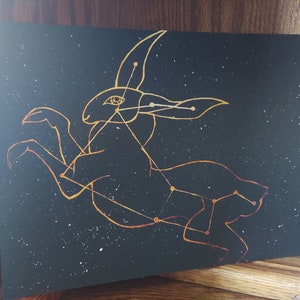 Rabbit Constellation Print | Aesthetic Space Print, Rabbit Print