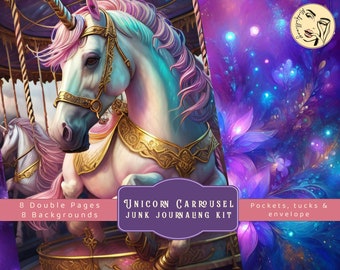 Unicorn Carousel Junk Journaling Kit (Digital Download)