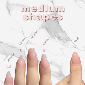 Peut inclure: Un mod&egrave;le de main montre diff&eacute;rentes formes d'ongles, notamment en amande, en stiletto, en carr&eacute;, en cercueil et en ovale. Les formes d'ongles sont &eacute;tiquet&eacute;es avec des num&eacute;ros.