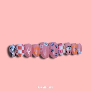 BELLA l Mismatch Colorful Spring/Summer Nails l Festive Glitter Press On Nails | Gel X | Luxury Glue on Nails | Short Oval Nails