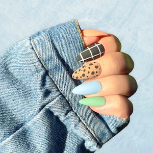 SAVANNAH | Mismatch Colorful Matte Press On Nails | Autumn Nails | November Nails | Luxury Glue On Nails | Short Almond Nails