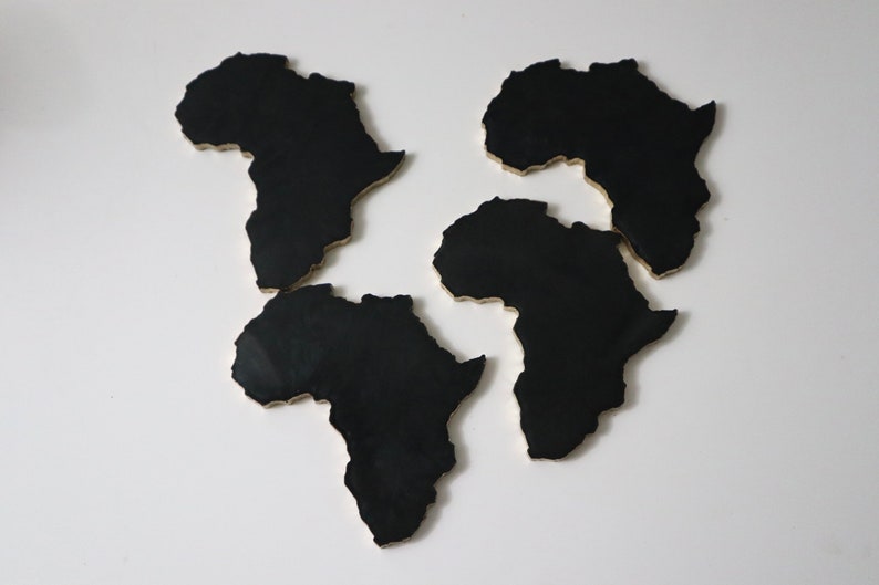 Black and Gold Africa Shape Coasters Etsy