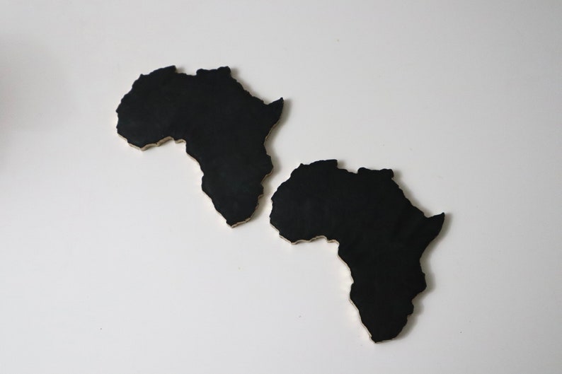 Black and Gold Africa Shape Coasters Etsy