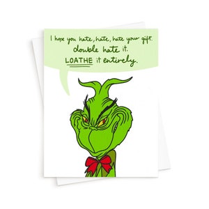 La carte de Noël Grinch || Carte de Noël Grinch, Carte de Noël, Grincheux, Drôle, Carte pour lui, Cadeau pour lui