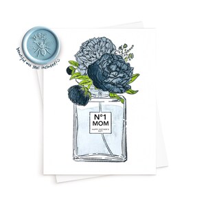 La carte no5 parfum fête des mères || Carte de fête des mères, carte de créateur de luxe de haute couture, cadeau de fête des mères, carte Double CC, Français mode