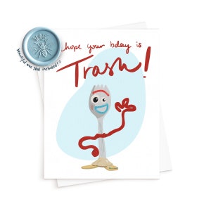 La carte poubelle Forky || Toy Story Card, Cartoon Card, Nostalgia Card, 90s Card, Children’s Card, Funny Birthday Card, Birthday Card for him