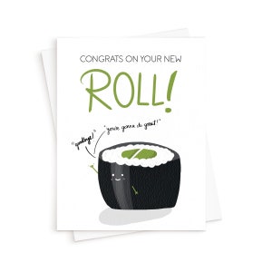 La nouvelle carte de rôle || Carte de sushis, Promotion d’emploi, Amateur de sushis, Carte, Carte de félicitations, Rouleau de sushis, Nouvelle carte d’emploi