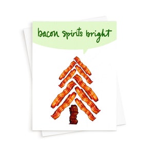 La carte Bacon Spirits Bright || Carte de Noël Bacon, Carte de vacances, Foodie, Food, Drôle, Carte pour lui, Cadeau pour lui