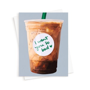 La carte Café glacé || Carte Saint-Valentin, Carte Amateur de café glacé, Accro au café glacé, Carte anniversaire Saint-Valentin pour elle, pour lui, Espresso