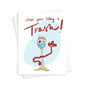 La carte poubelle Forky || Toy Story Card, Cartoon Card, Nostalgia Card, 90s Card, Valentine Card for Him, Funny Valentine, Valentine Husband