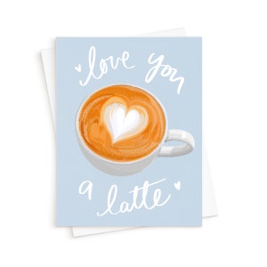 La carte d’amour Latte || Carte Saint-Valentin, Latte Love Card, Coffee Addict, Carte d’anniversaire de Saint-Valentin pour elle, pour lui, Espresso