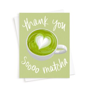 La carte de remerciement Matcha || Matcha Latte Love Card, Coffee Addict, Matcha Lover, Matcha Coffee, Espresso