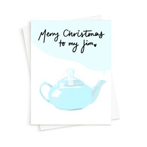 La carte de Noël Jim Teapot || The Office Christmas Holiday Card, Jim et Pam, Jim Halpert, Pam Beesly, drôle, Carte pour lui, cadeau pour lui