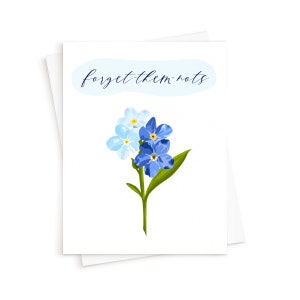 La carte des myosotis, || Carte commémorative. Carte funéraire, Carte de sympathie, Fleurs de myosotis