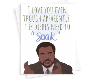 The Darryl Soak Card || The Office Daryll Philbin, Funny Valentine for Husband Wife Him Her, Washing Dishes Soak Chores Card