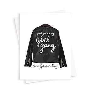 La carte de veste en cuir Girl Gang || Galentine Card, Friend Love Girl Group Best Friend Girl Friend Gift Galentines Gal Pal Sister