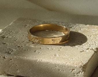 Biene Ring 3 mm breit, 14K Gold gefüllt, Sterling Silber, Größen 2-15, handgestempelt