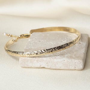 Hawaiian Heirloom Floral Vintage Bracelet, Bangles, Gold Filled Bangle, Sterling Silver, Tropical Flower, Forever Bracelet, Sizes 7-9