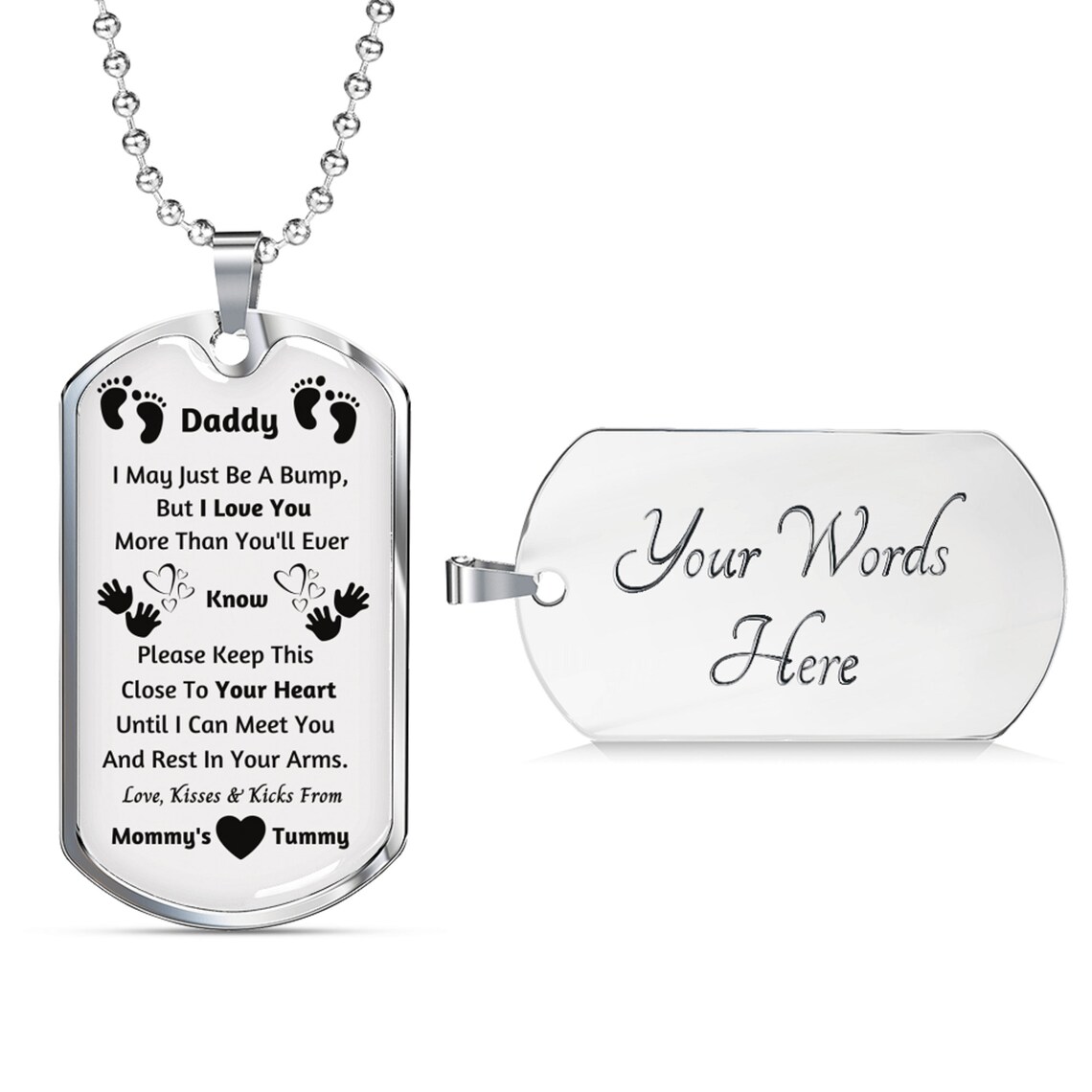 Personalized Silver Pendant Necklace New Dad Gift Daddy Gift Etsy