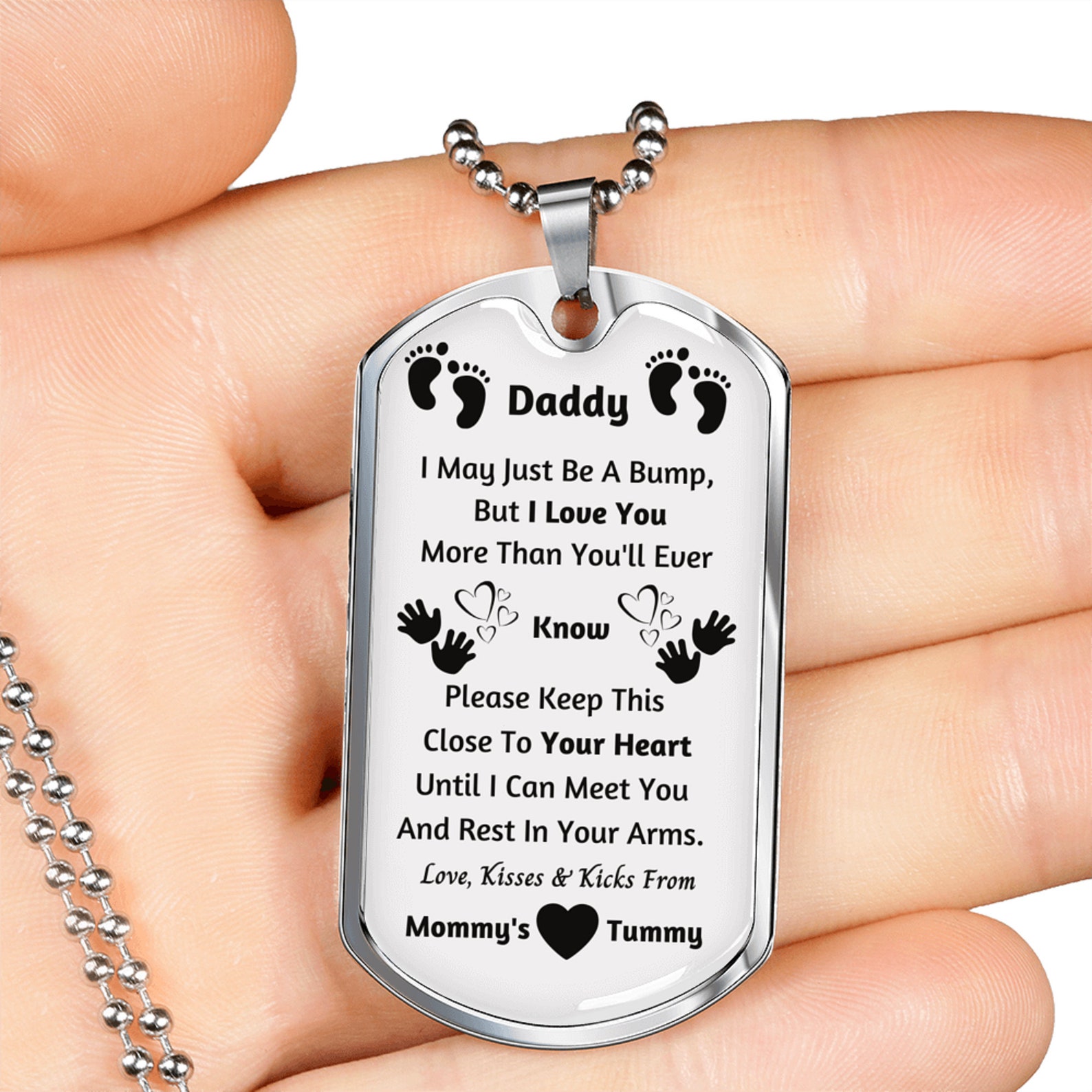 Personalized Silver Pendant Necklace New Dad Gift Daddy Gift Etsy