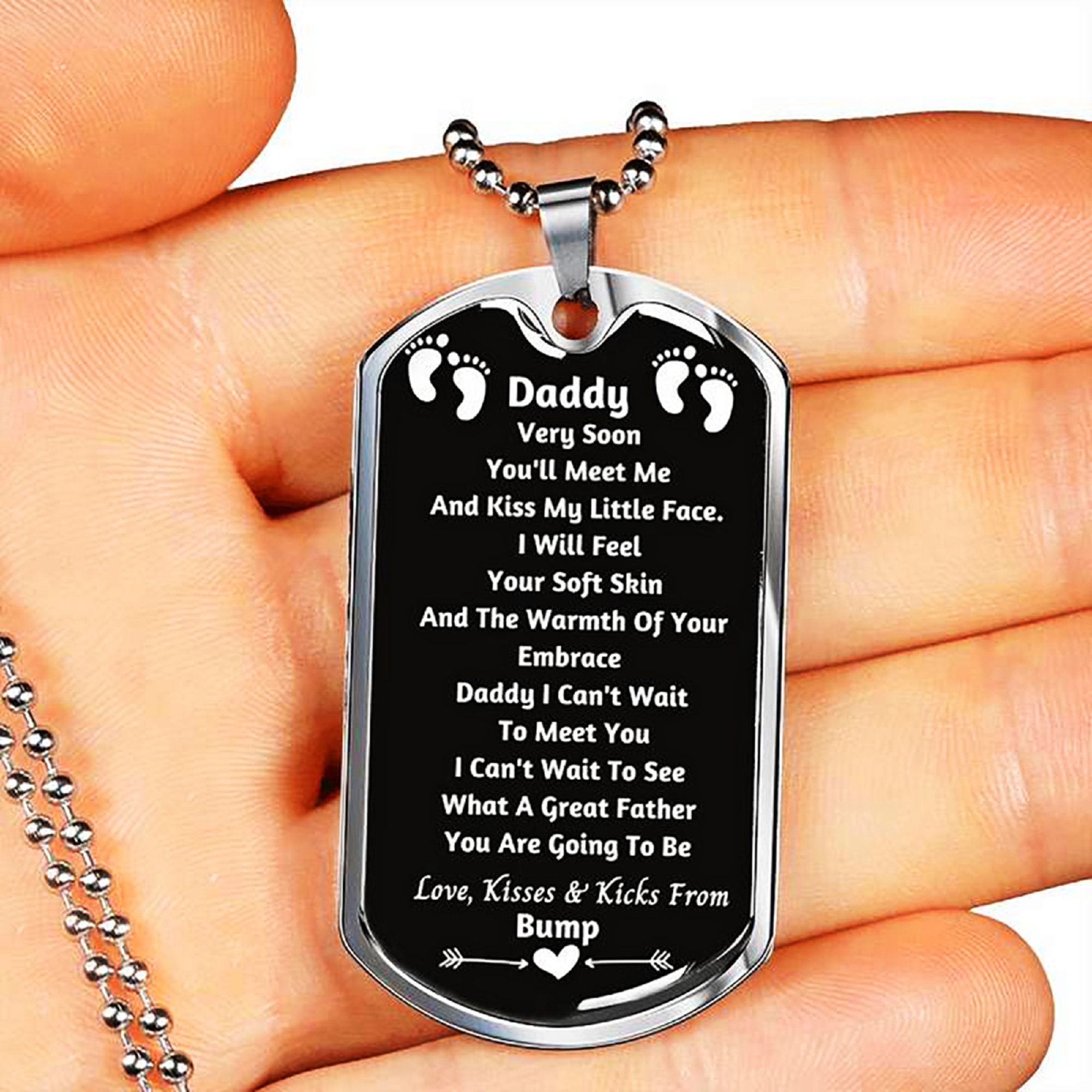 Personalized Silver Pendant Necklace New Dad Gift Daddy Gift Etsy