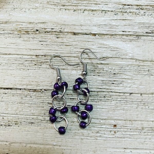 Beaded Chain Maille Earrings