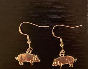 Silver Pig Earrings