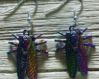 Iridescent Cicada Earrings