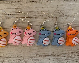 Alligator with Bird Earrings