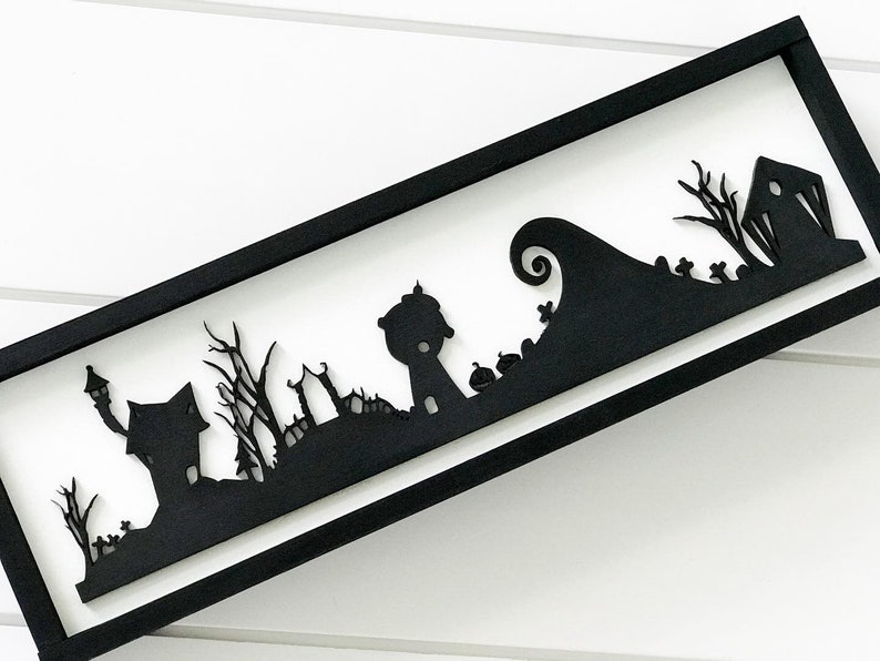 Nightmare Before Christmas 3D Wood Sign Halloween Town  Etsy