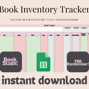 Book Tracking Spreadsheet - Paperback, Hardcover, Ebook, Audiobook Library tracking spreadsheet for Google Sheets. Digital Download