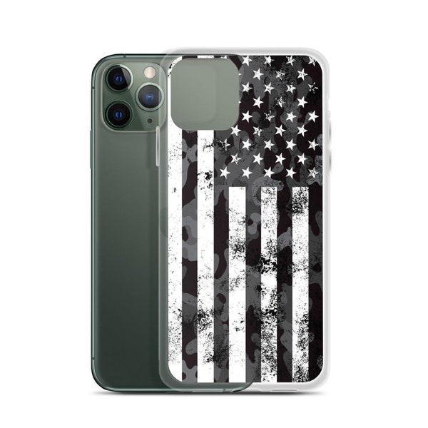 American Flag Phone Case Cover for Apple iPhone Black camouflage Grunge