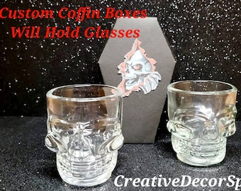 2 Personalized Crystal Clear Skull Shot Glass Set/Custom Etched Name/Initial Cranium Shot Glasses/Customized Skull Shot Glass/Skulls of Doom