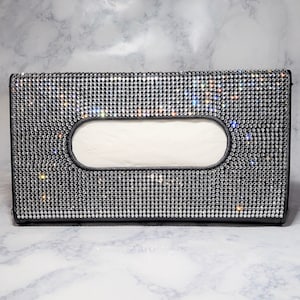 Clear Rhinestone Car Tissue Holder/Luxury Bling Tissue Holder for Car/Sun Visor Travel Tissue Holder/Shiny Bling Tissue Holder