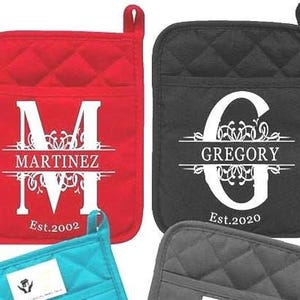 Personalized Monogram Pot Mitt/Family Name Baker Mitt/Microwave Mitt/Custom Housewarming Gift/Wedding Gift/Custom Pot Holder/Kitchen Décor image 10