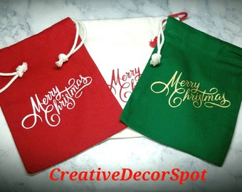 Customized Santa Sack/Gift Bag/Personalized Cotton Reusable Gift Bag/Merry Christmas