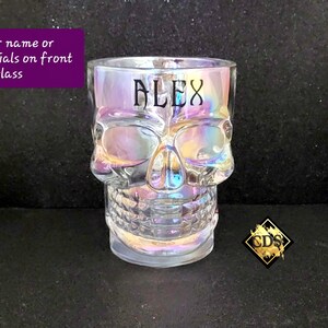 Personalized Radiant Opal Pearl Skull Drinking Glass With Bone Handle/Colorful Customized Beer Stein Mug/Birthday/Wedding/Anniversary Gift image 3