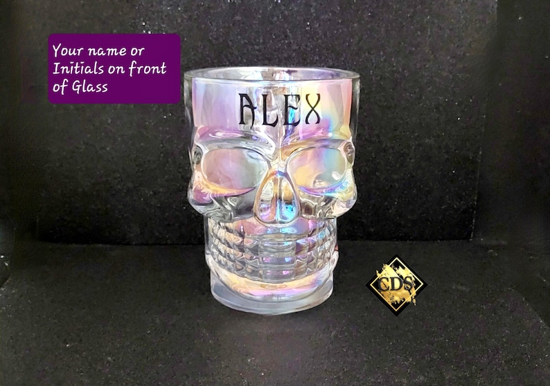 Personalized Radiant Opal Pearl Skull Drinking Glass With Bone Handle/Colorful Customized Beer Stein Mug/Birthday/Wedding/Anniversary Gift image 3