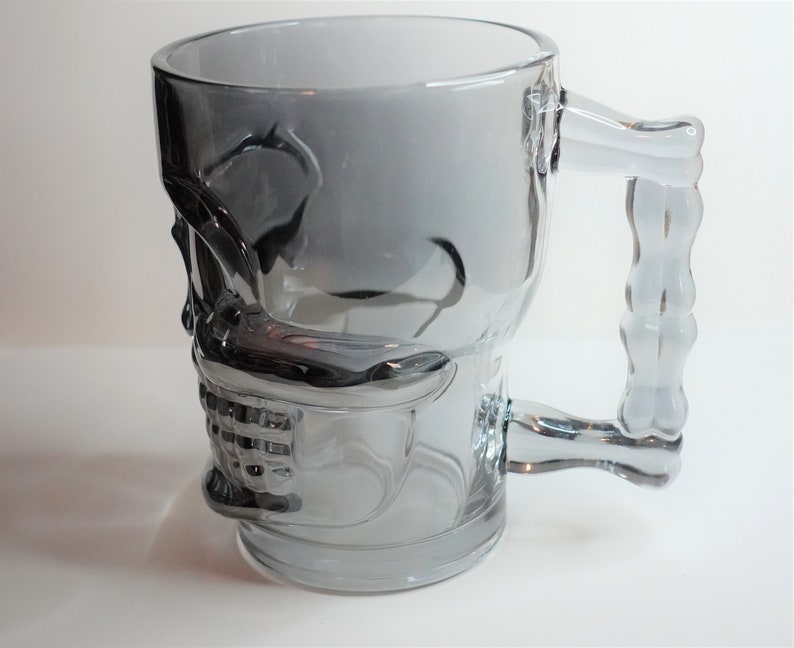 Personalized Large Skull Face Glass Mug With Bone Handle/Name Etsy