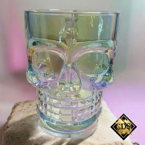 Personalized Radiant Opal Pearl Skull Drinking Glass With Bone Handle/Colorful Customized Beer Stein Mug/Birthday/Wedding/Anniversary Gift image 1